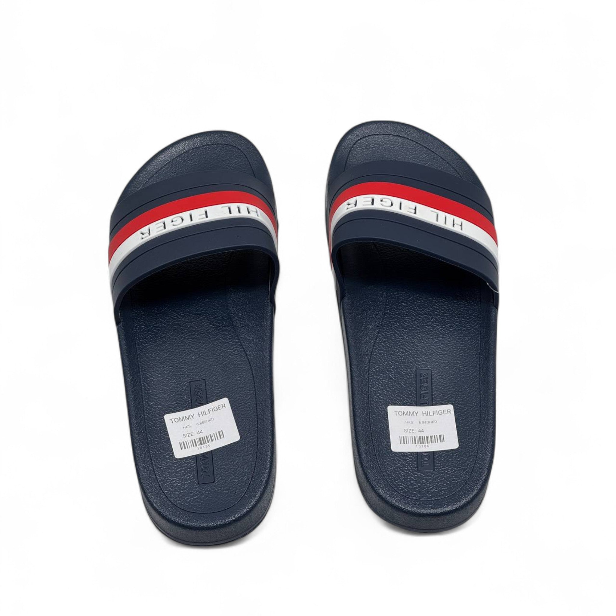 Tommy Hilfiger Sliders – Navy Blue with Signature Stripe 🔴⚪🔵