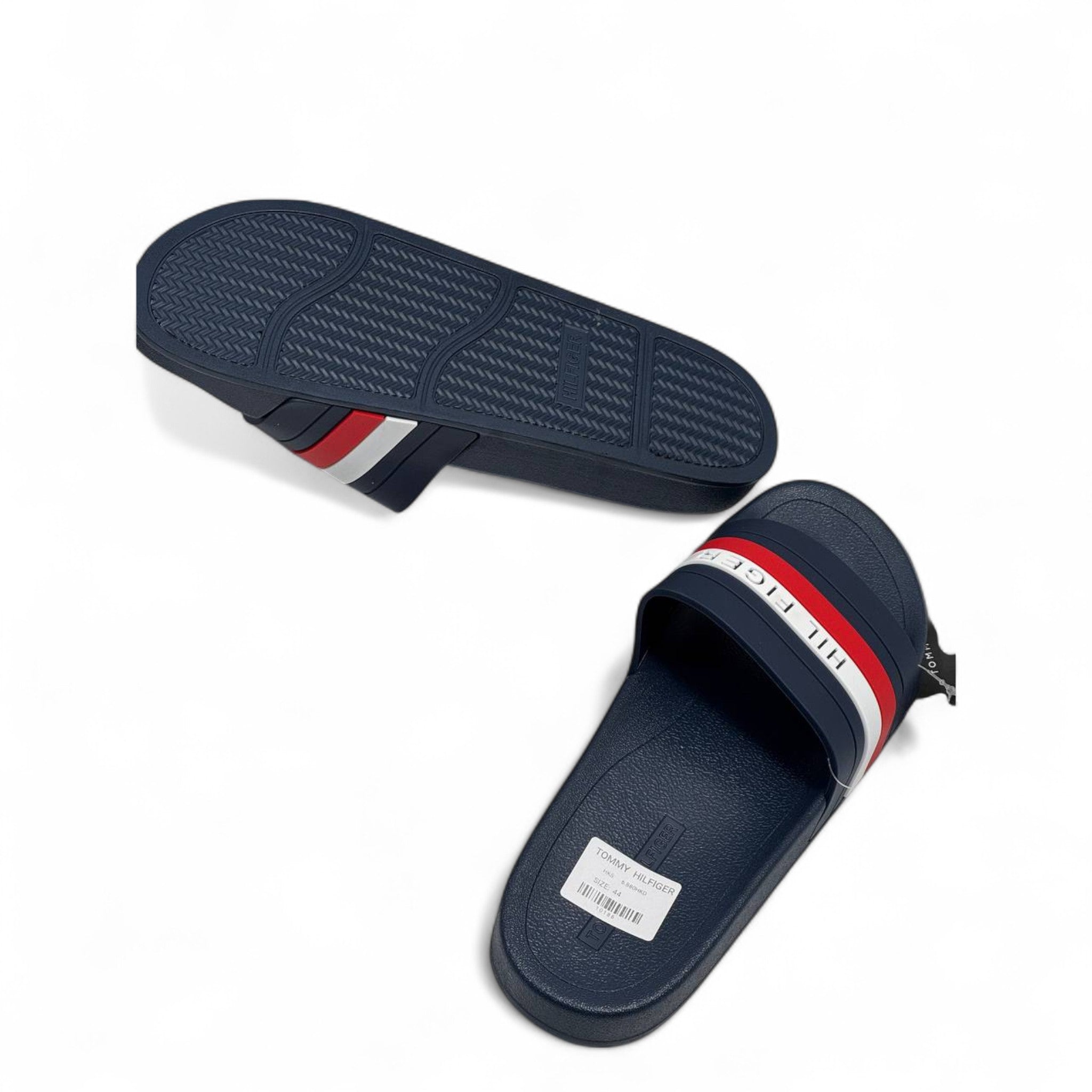 Tommy Hilfiger Sliders – Navy Blue with Signature Stripe 🔴⚪🔵