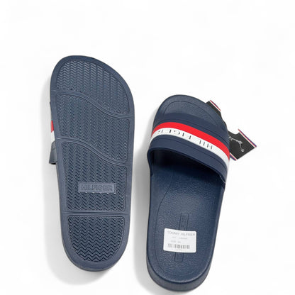 Tommy Hilfiger Sliders – Navy Blue with Signature Stripe 🔴⚪🔵
