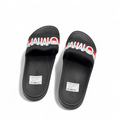 Tommy Hilfiger Logo Slides – Black Bold Edition 🔴⚪⚫