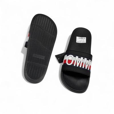 Tommy Hilfiger Logo Slides – Black Bold Edition