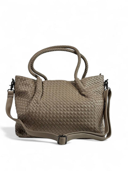 Bottega-Inspired Woven Leather Tote Bag – Taupe Elegance 🧶✨