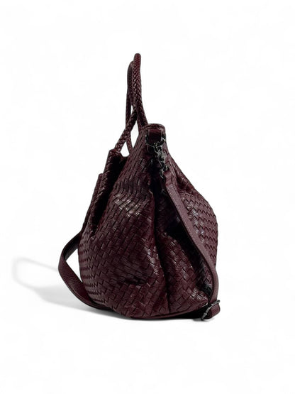 Bottega-Inspired Woven Leather Tote Bag – Rich Burgundy Luxe 🍷✨
