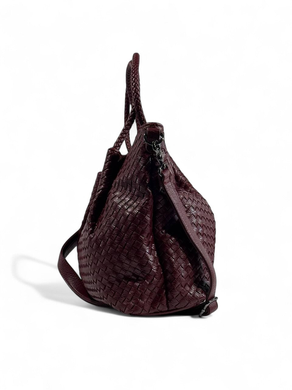 Bottega-Inspired Woven Leather Tote Bag – Rich Burgundy Luxe 🍷✨