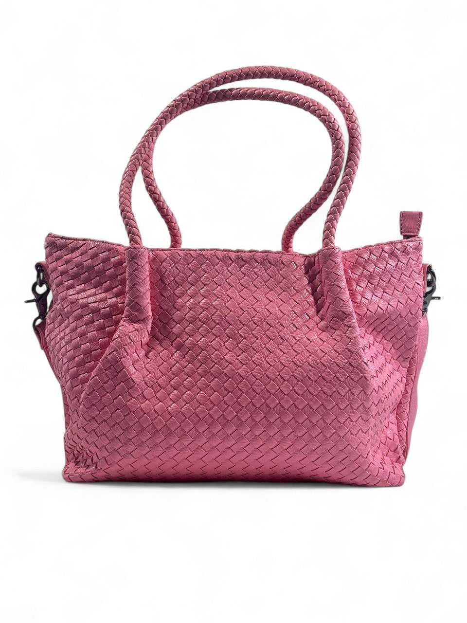 Bottega-Inspired Woven Leather Tote Bag – Pink Glam Edition 💖👜