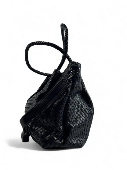 Bottega-Inspired Woven Leather Tote Bag – Timeless Black Luxury 🖤👜