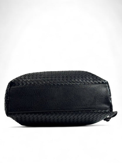 Bottega-Inspired Woven Leather Tote Bag – Timeless Black Luxury 🖤👜
