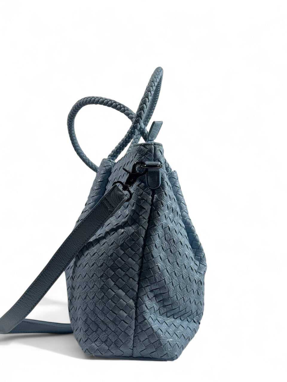 Bottega-Inspired Woven Leather Tote Bag – Sky Blue Elegance 🩵👜