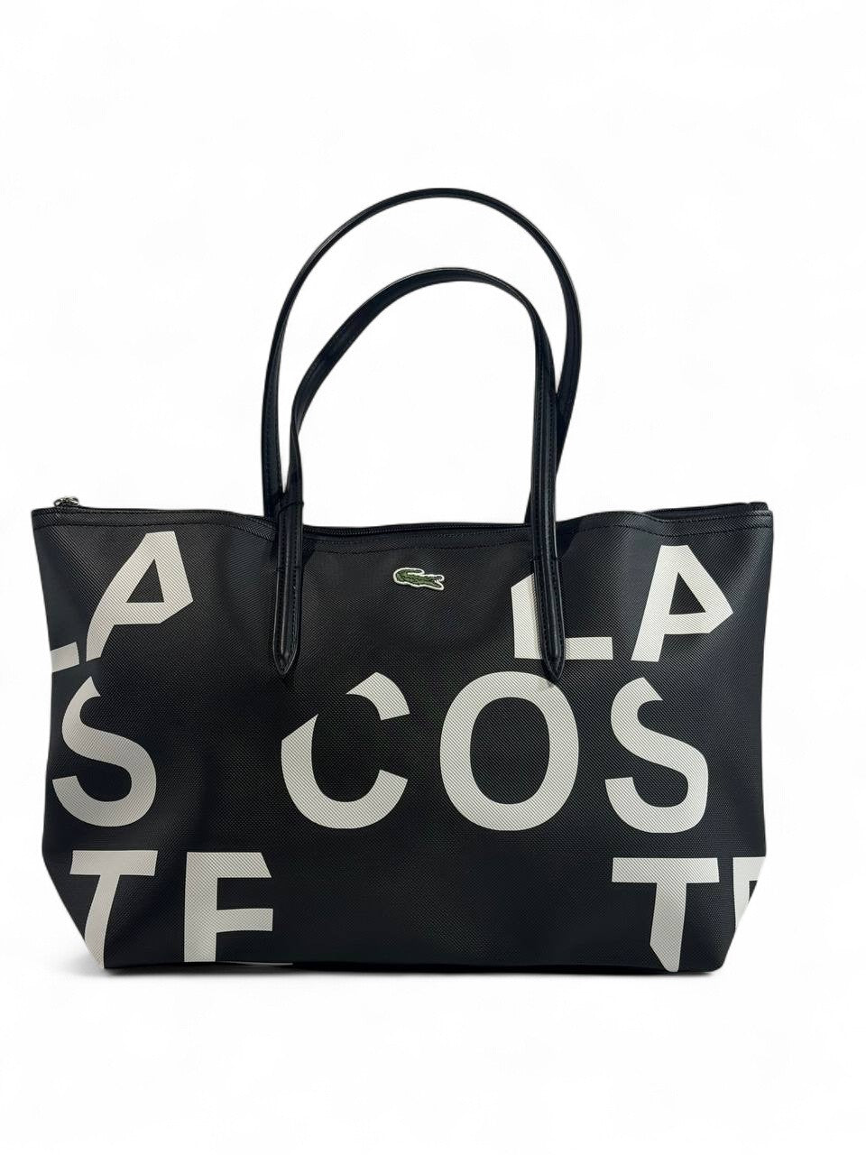 Lacoste Black Logo Tote Bag – Urban Chic Statement 🐊🖤