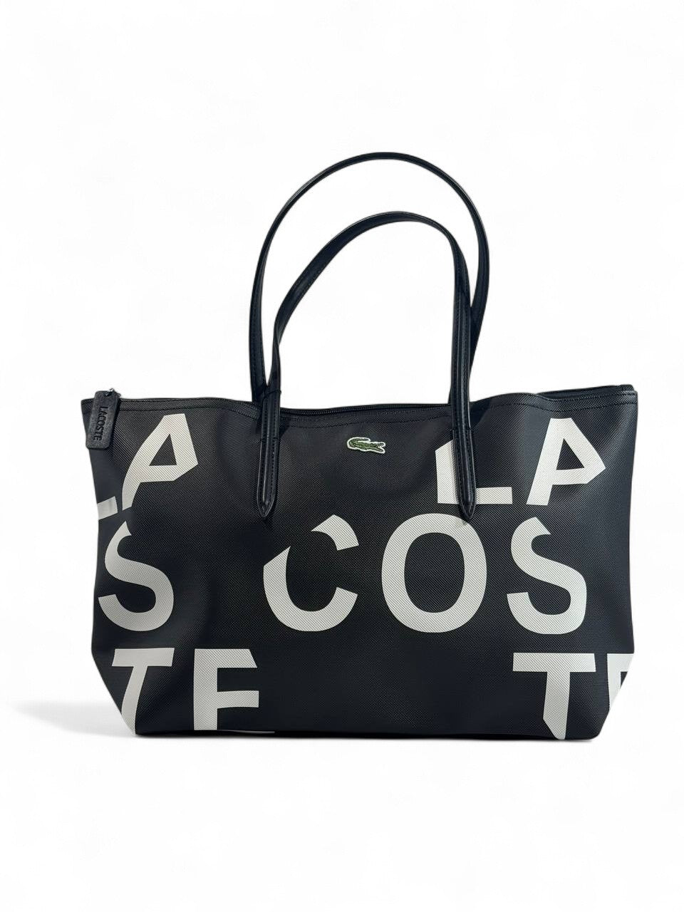 Lacoste Black Logo Tote Bag – Urban Chic Statement 🐊🖤
