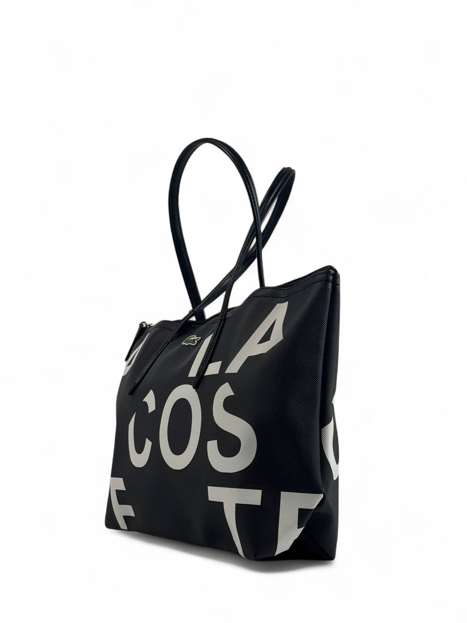 Lacoste Black Logo Tote Bag – Urban Chic Statement 🐊🖤