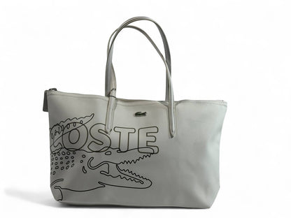 Lacoste White Tote Bag – Crocodile Outline Edition 🤍🐊