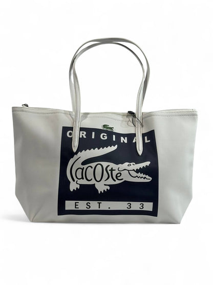 Lacoste White Tote Bag – Vintage Crocodile Logo Edition 🐊🤍
