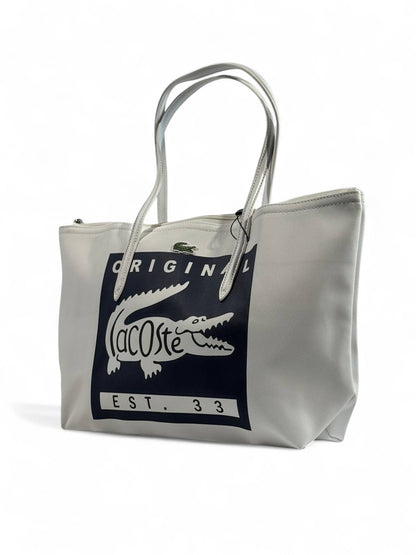 Lacoste White Tote Bag – Vintage Crocodile Logo Edition 🐊🤍