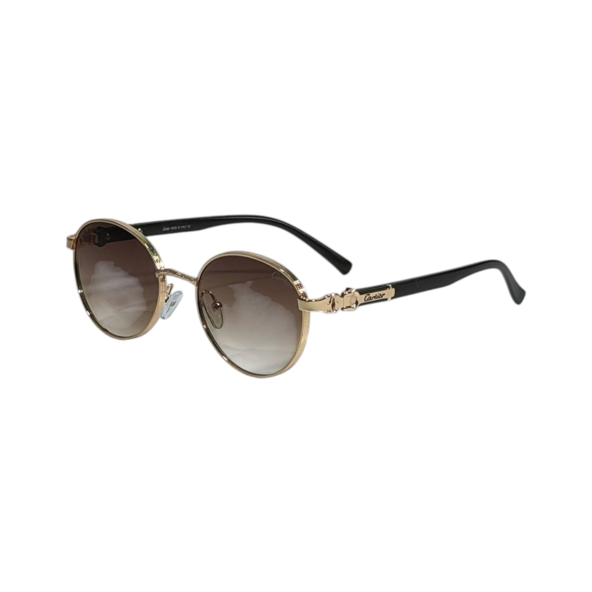 Cartier Luxury Gold Round Sunglasses 🤎✨ Elegant Signature Edition