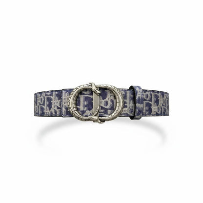 Dior Oblique Canvas Belt 125CM – Silver Statement Buckle Edition ✨🔵