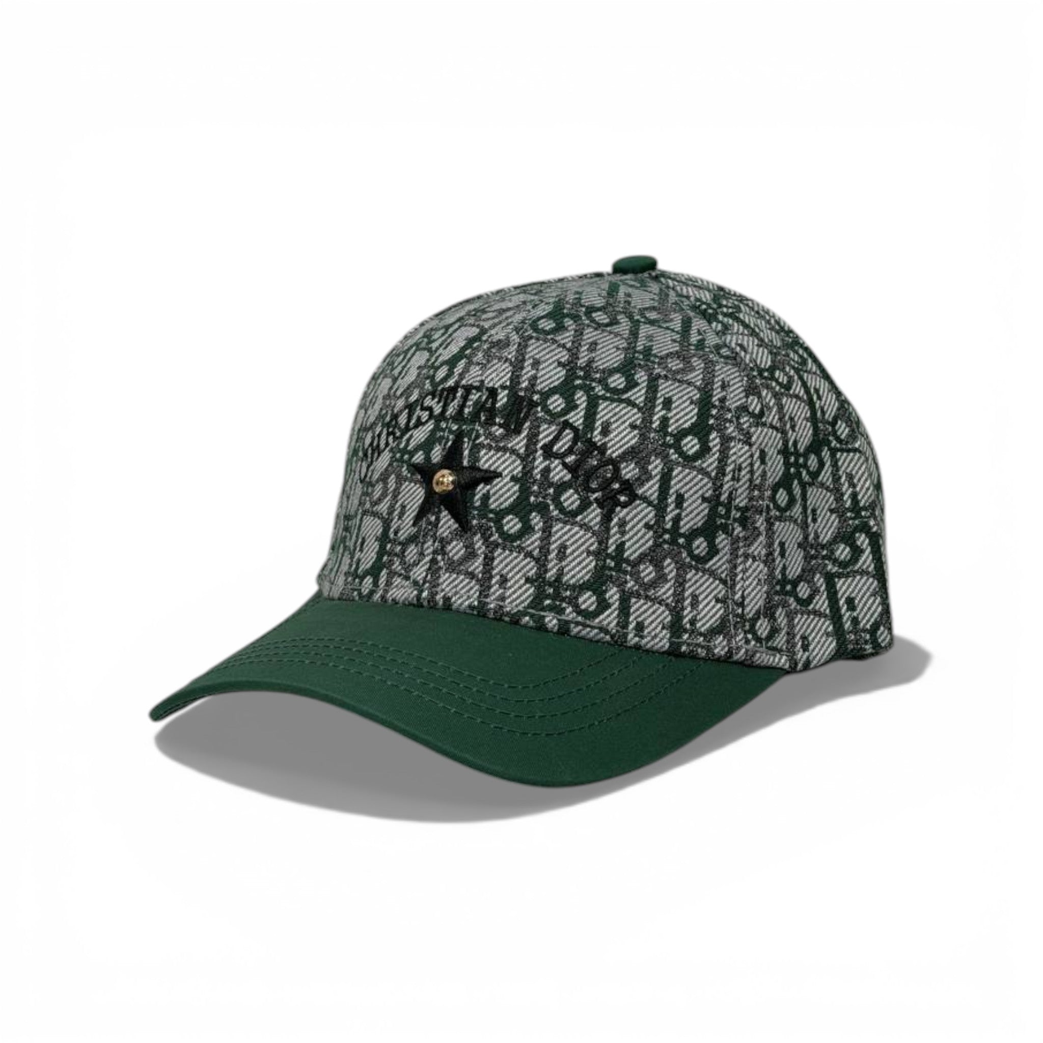 🧢 Dior Oblique Green Baseball Cap – Luxury Monogram Edition