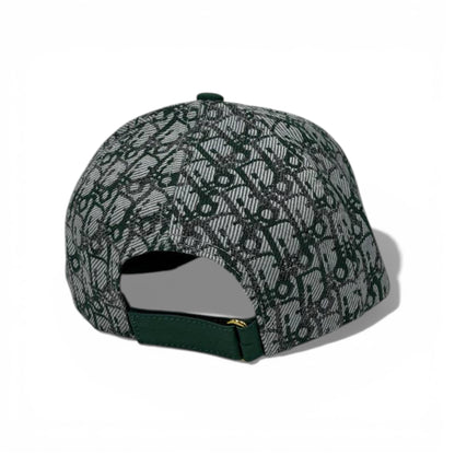 🧢 Dior Oblique Green Baseball Cap – Luxury Monogram Edition