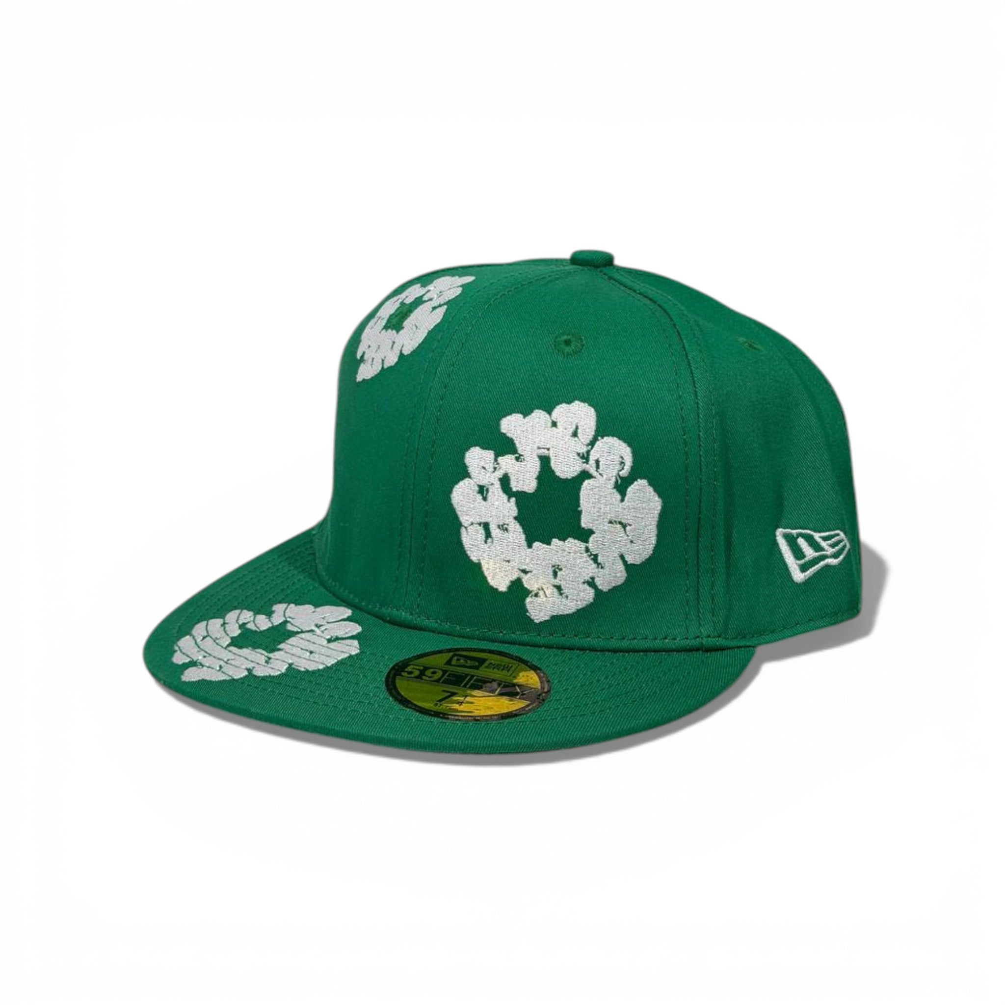 🧢 Denim Tears Green Flat Brim Cap – Iconic Cotton Wreath Statement 💚🌼