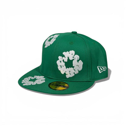 🧢 Denim Tears Green Flat Brim Cap – Iconic Cotton Wreath Statement 💚🌼