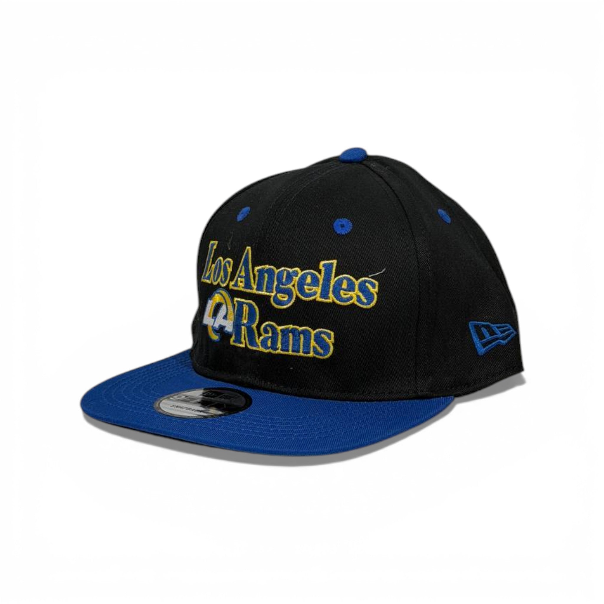 🧢 Los Angeles Rams Black & Blue Flat Brim Cap – NFL Streetwear Classic 💙💛🏈