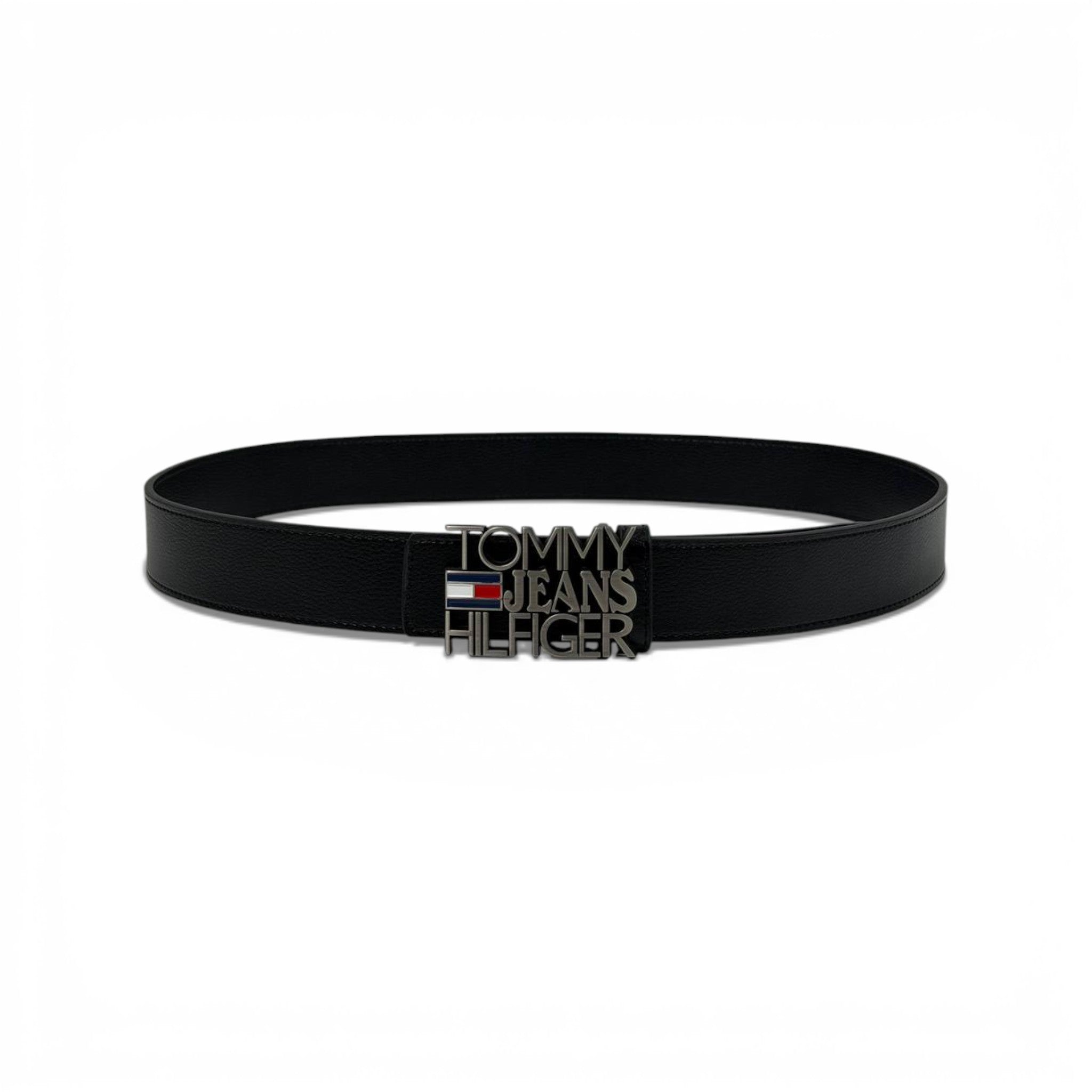 👔 Tommy Jeans Hilfiger Black Leather Belt – 125 cm | Modern Iconic Style 🖤✨