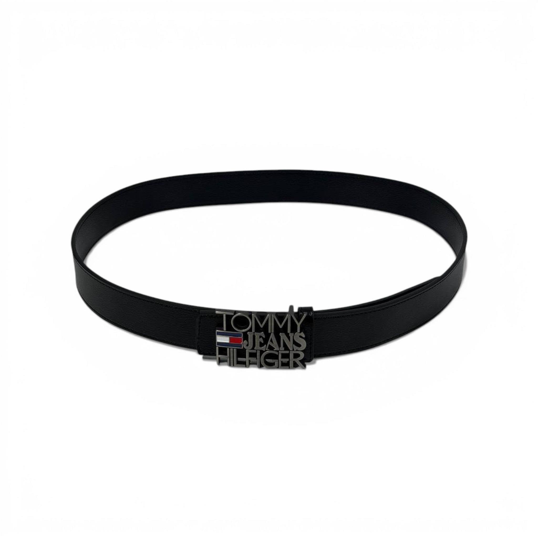 👔 Tommy Jeans Hilfiger Black Leather Belt – 125 cm | Modern Iconic Style 🖤✨