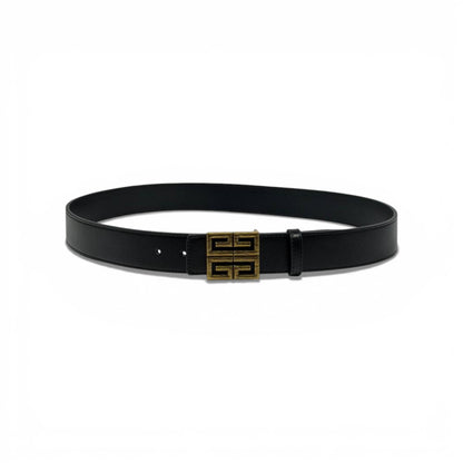 🖤 Givenchy Black Leather Belt with Gold 4G Buckle – 110 cm | Timeless Luxury ✨