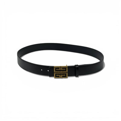 🖤 Givenchy Black Leather Belt with Gold 4G Buckle – 110 cm | Timeless Luxury ✨