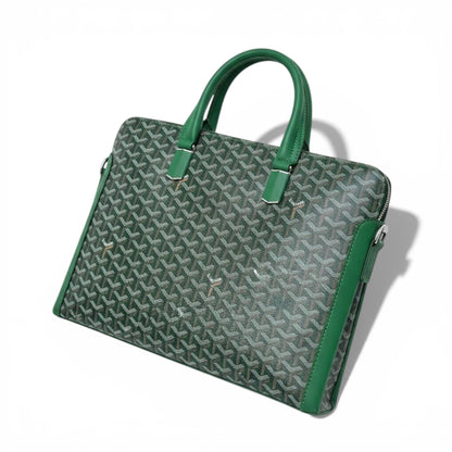 👜 Goyard Monogram Structured Tote – Grey Canvas with Green Leather | Iconic Luxury 💚✨