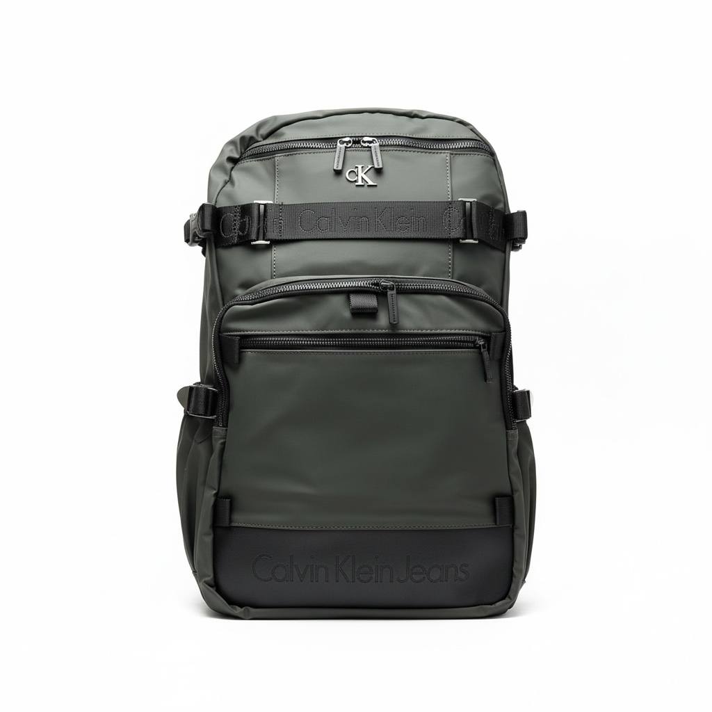 🎒 Calvin Klein Jeans Utility Backpack – Dark Green Modern Street Style