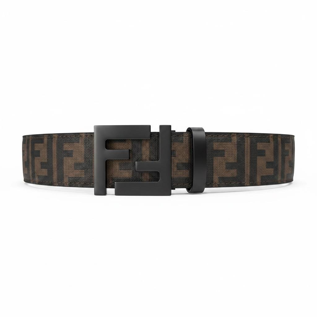 Fendi Luxury FF Monogram Belt 115CM – Matte Black Buckle Designer Statement Belt ✨🖤