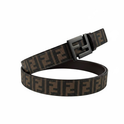 Fendi Luxury FF Monogram Belt 115CM – Matte Black Buckle Designer Statement Belt ✨🖤