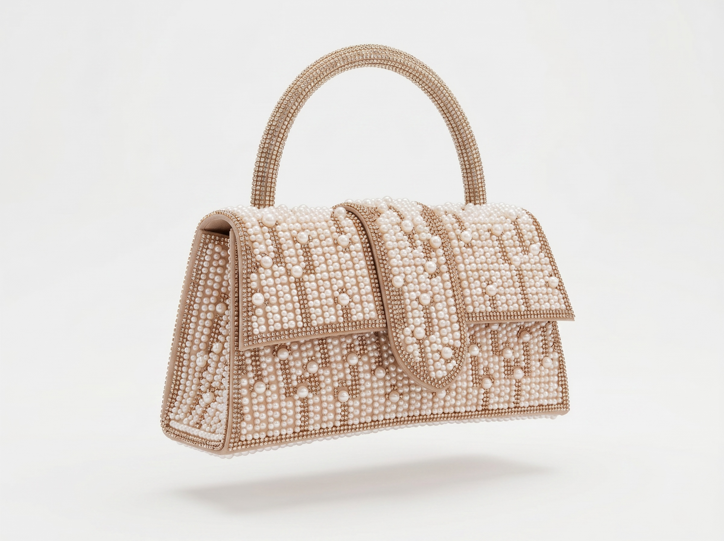 Pearl Monogram rose Gold Top Handle Bag ✨🤍 | Luxury Embellished Evening Handbag