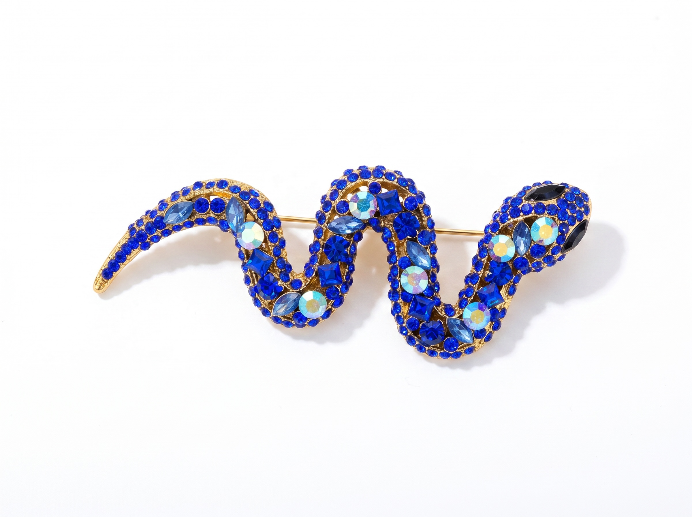 🐍 Royal Sapphire Snake Crystal Brooch