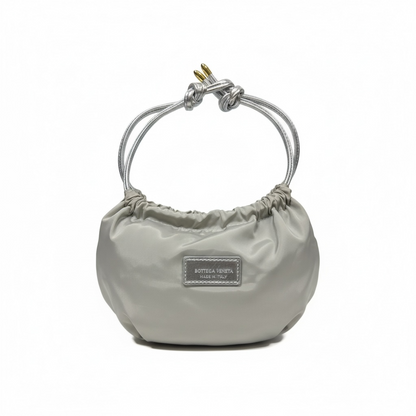 ✨ Bottega Veneta Silver Shell Top Handle Bag – Metallic Sculptural Designer Handbag