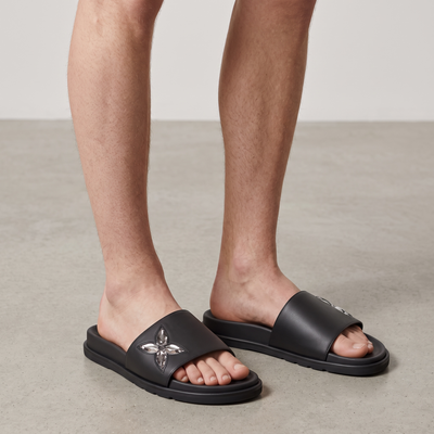 Louis Vuitton Monogram Flower Black Slides