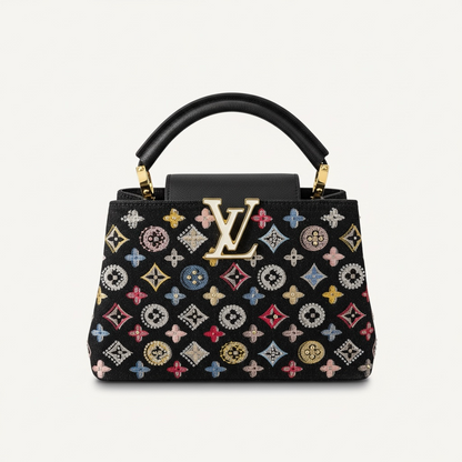 👜✨ Louis Vuitton Capucines Mini – Beaded Monogram Black 💎🖤