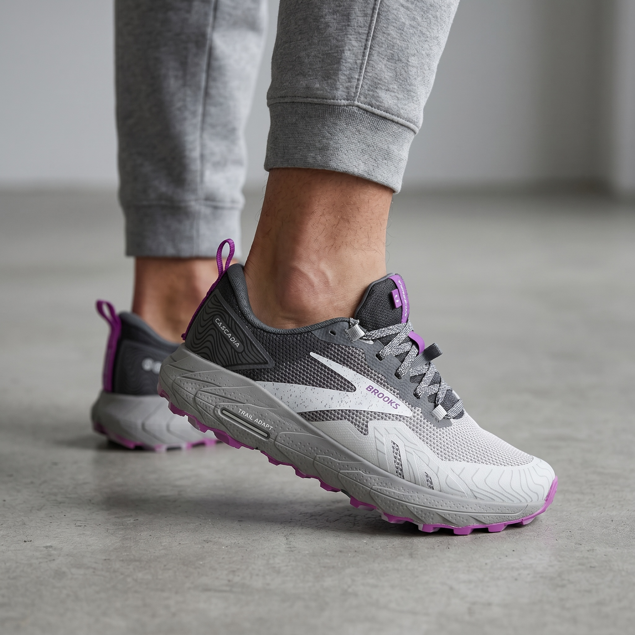 🏔️👟 Brooks Cascadia Trail Running Shoes – Grey Purple Outdoor Performance Sneakers ⚡