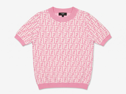 💖 Fendi FF Monogram Knit Top – Blush Pink Edition