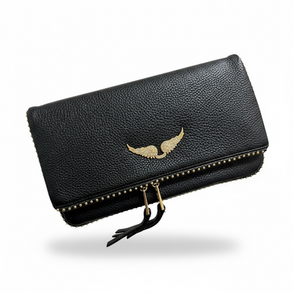 Zadig & Voltaire Foldover Clutch – Black Leather 🖤✨ | Iconic Rock-Chic Essential