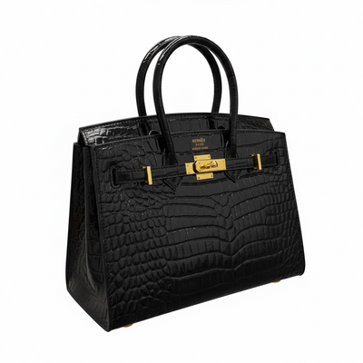 Hermès Birkin Croc-Embossed Handbag with Horse Charm 🖤✨