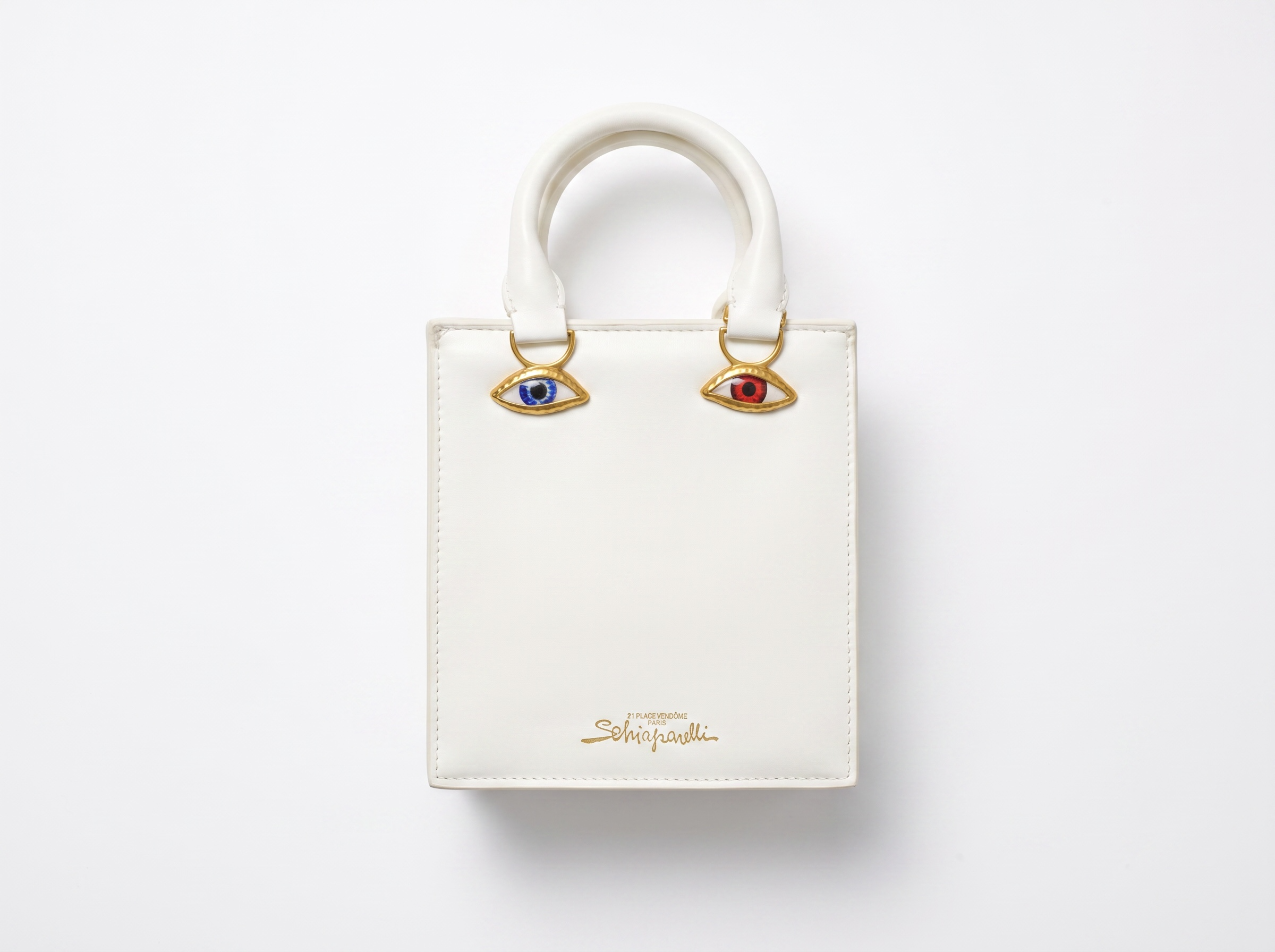 👜 Schiaparelli Face Mini Tote Bag – White