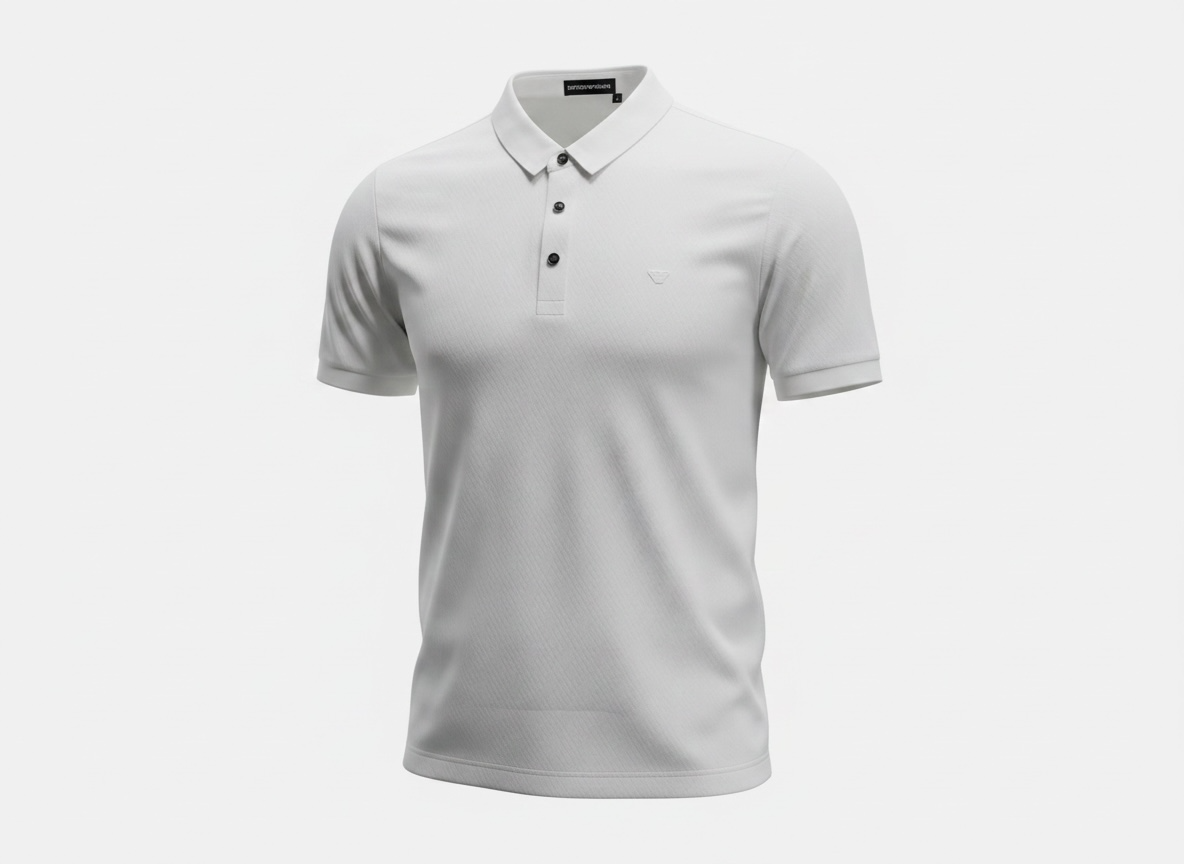 Emporio Armani White Textured Polo Shirt 🤍✨ Premium Signature Fit