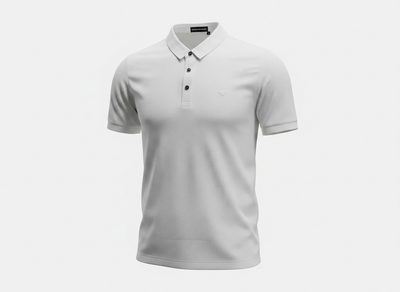 Emporio Armani White Textured Polo Shirt 🤍✨ Premium Signature Fit