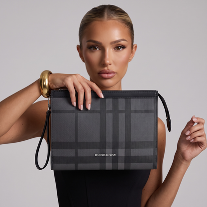 🖤 Burberry Charcoal Check Zip Pouch