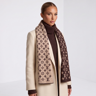 🤎 Louis Vuitton Two Tone Monogram Winter Scarf