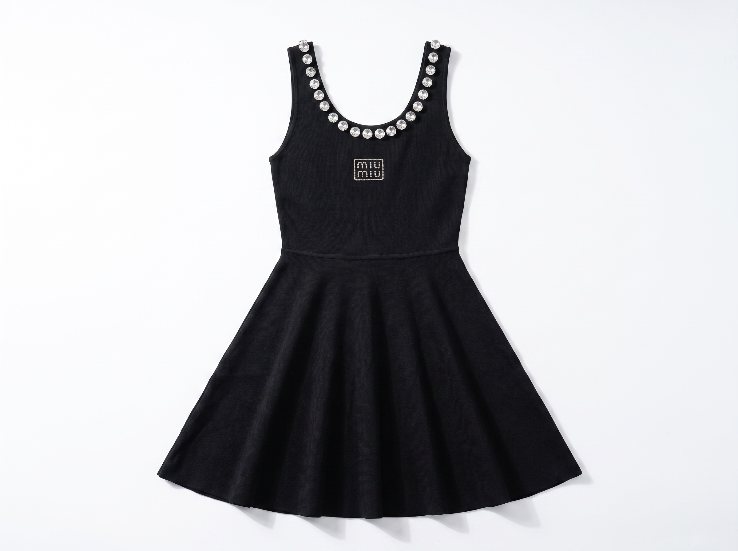 Miu Miu Crystal Embellished Black Mini Dress 💎✨ one size