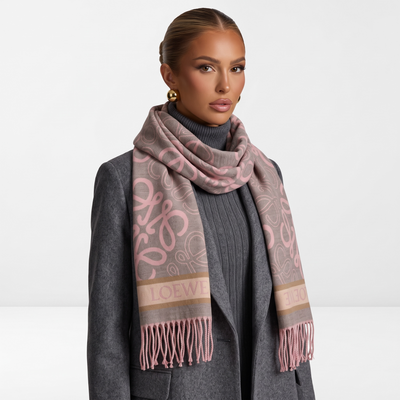 👜 LOEWE Luxury Monogram Scarf – Soft Pink Elegance 💕✨