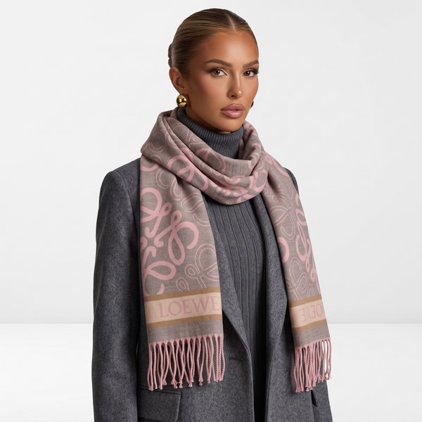 👜 LOEWE Luxury Monogram Scarf – Soft Pink Elegance 💕✨